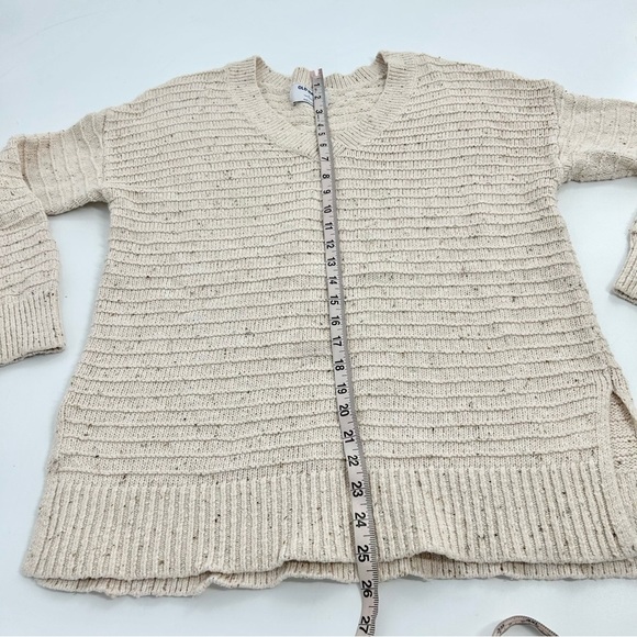 Cream Tunic Length Chunky V-Neck Speckled Lagenlook Old Navy Sweater Small - Picture 3 of 5